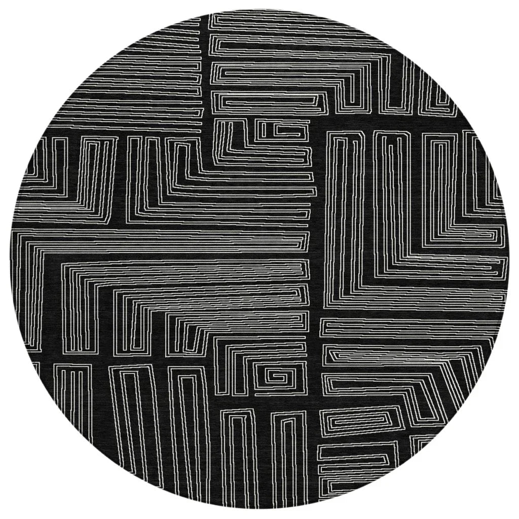 LOOMLAN Rugs Clayra Black Washable Indoor-Outdoor Rug