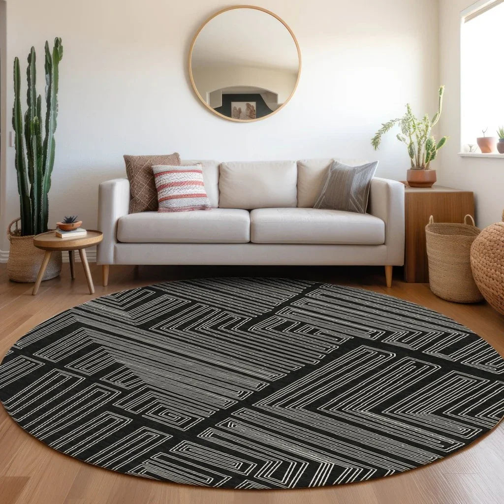 LOOMLAN Rugs Clayra Black Washable Indoor-Outdoor Rug