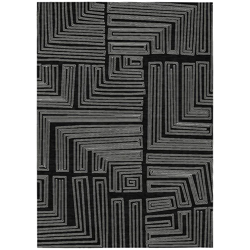 LOOMLAN Rugs Clayra Black Washable Indoor-Outdoor Rug