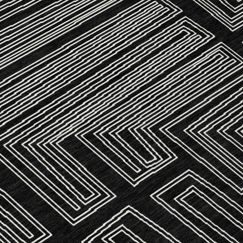 LOOMLAN Rugs Clayra Black Washable Indoor-Outdoor Rug