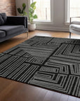 LOOMLAN Rugs Clayra Black Washable Indoor-Outdoor Rug