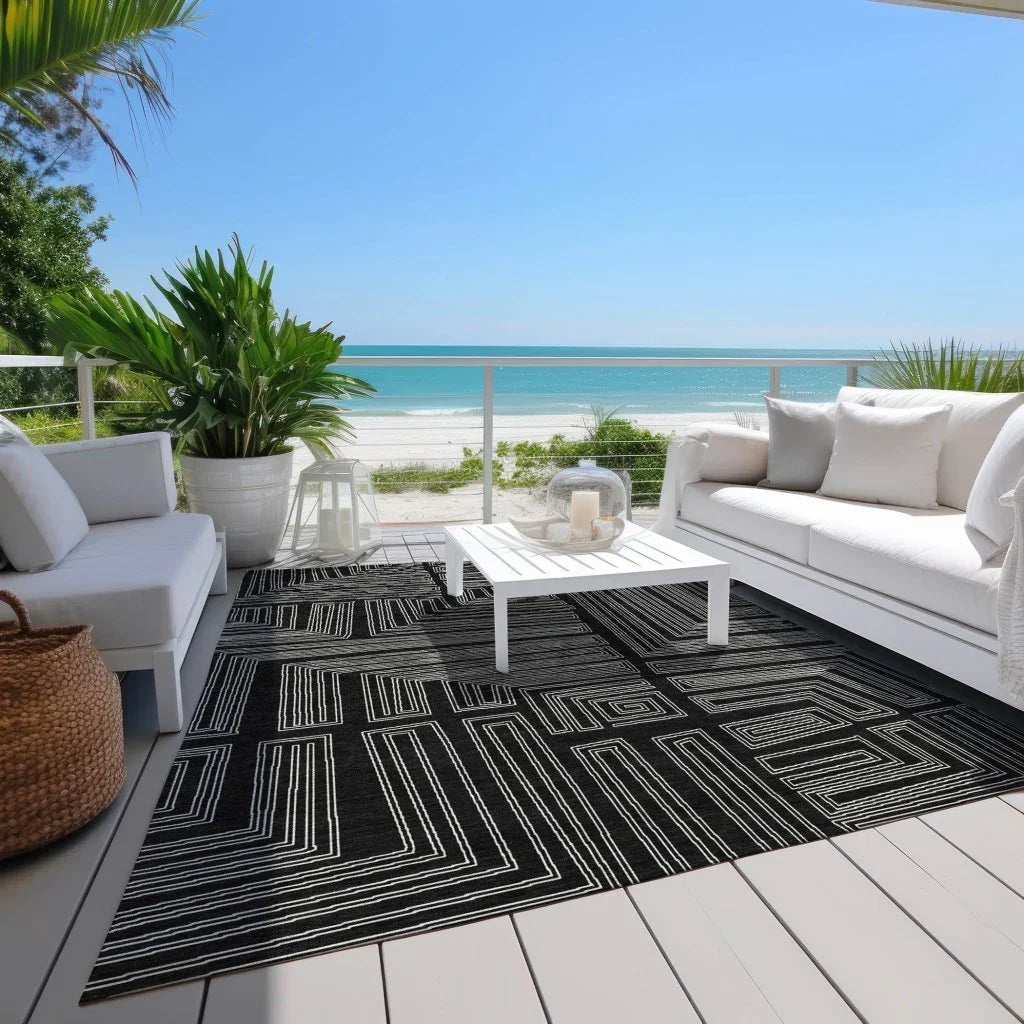 LOOMLAN Rugs Clayra Black Washable Indoor-Outdoor Rug