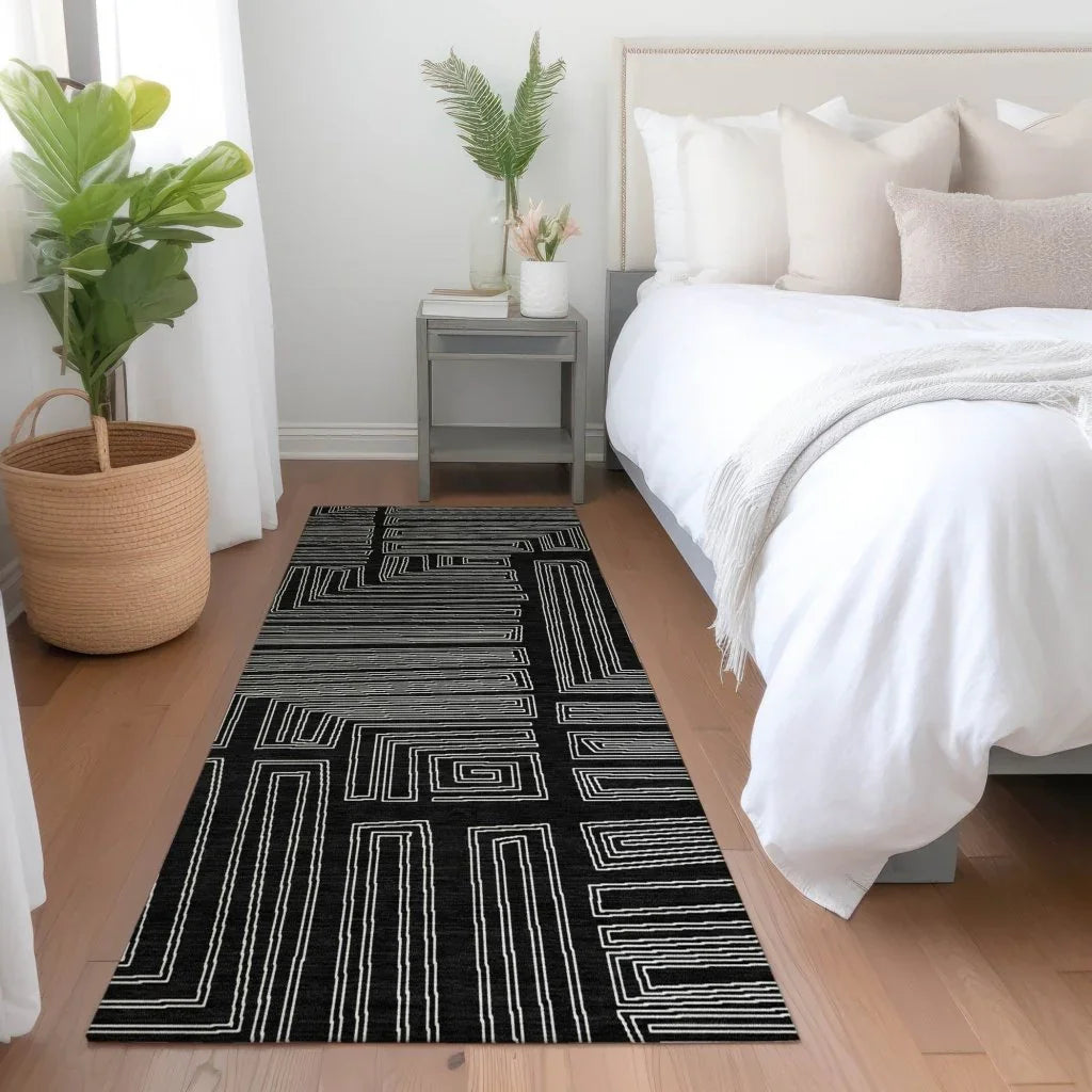 LOOMLAN Rugs Clayra Black Washable Indoor-Outdoor Rug