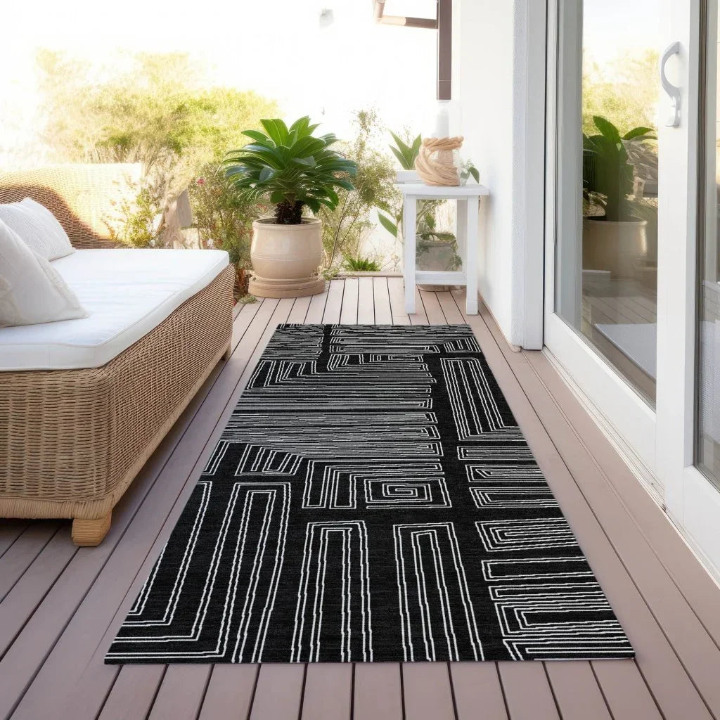 LOOMLAN Rugs Clayra Black Washable Indoor-Outdoor Rug