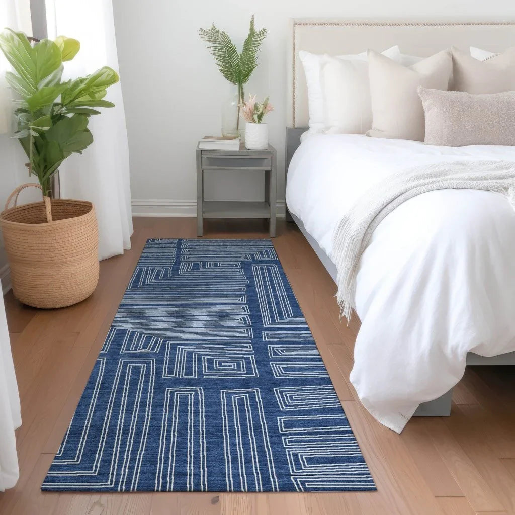 LOOMLAN Rugs Clayra Blue Washable Indoor-Outdoor Rug