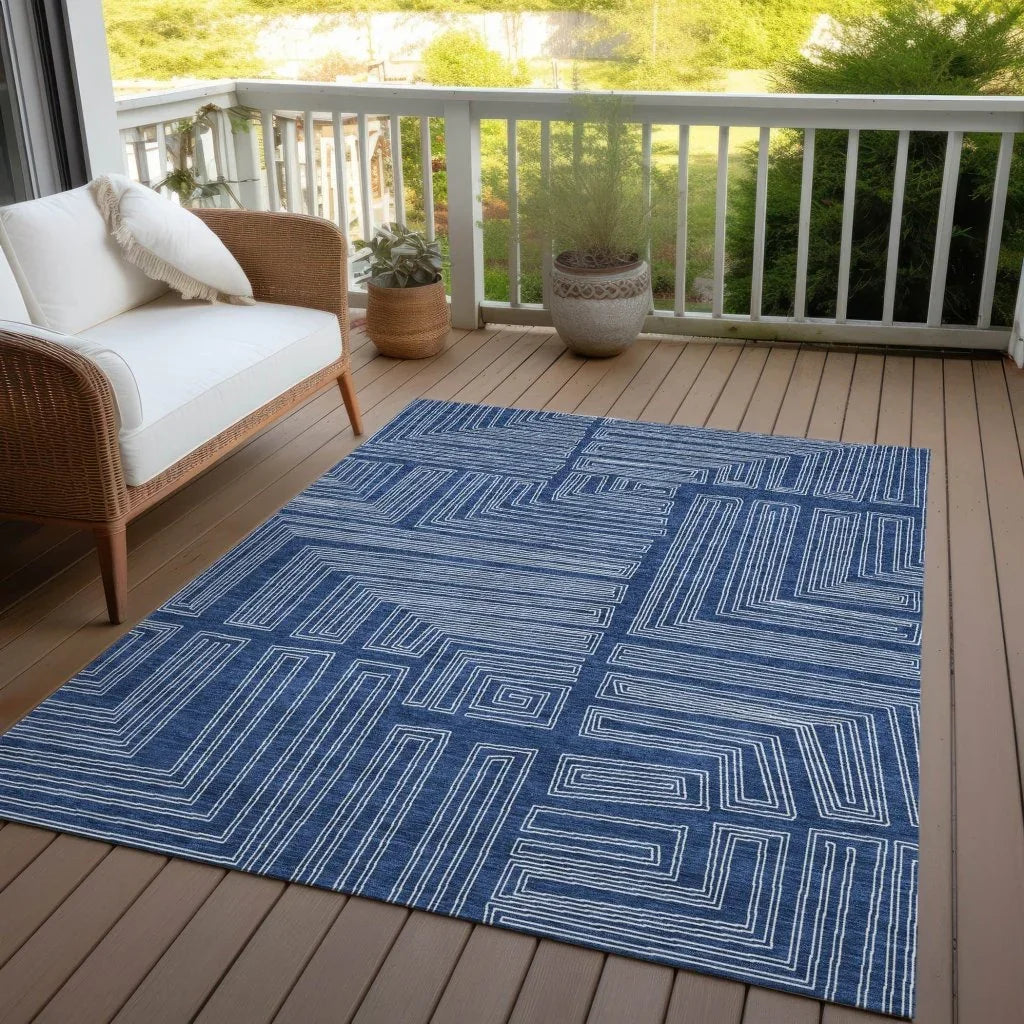 LOOMLAN Rugs Clayra Blue Washable Indoor-Outdoor Rug