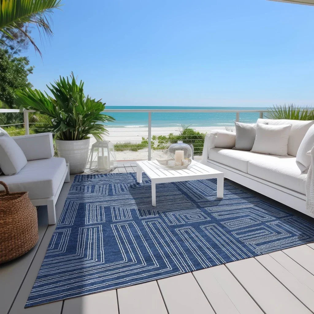 LOOMLAN Rugs Clayra Blue Washable Indoor-Outdoor Rug