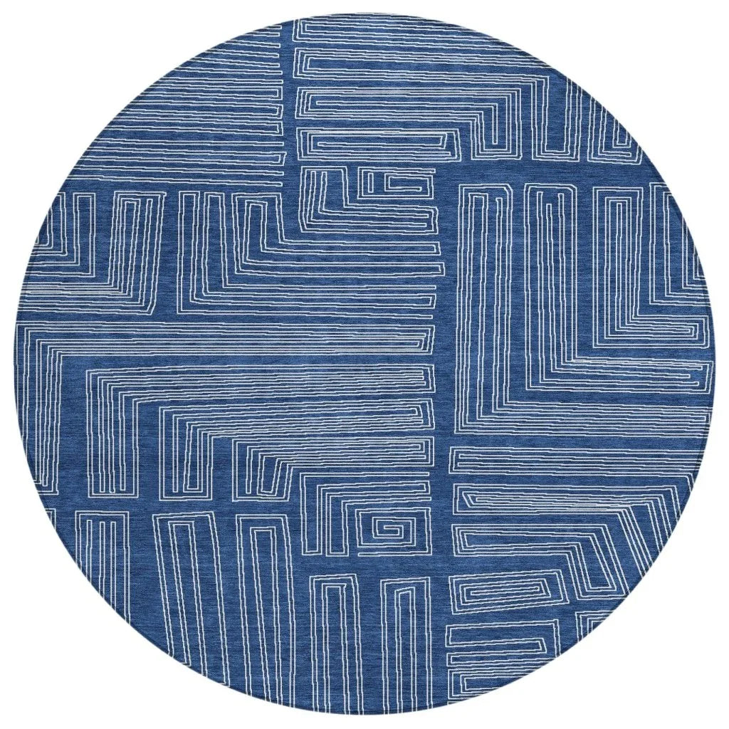 LOOMLAN Rugs Clayra Blue Washable Indoor-Outdoor Rug