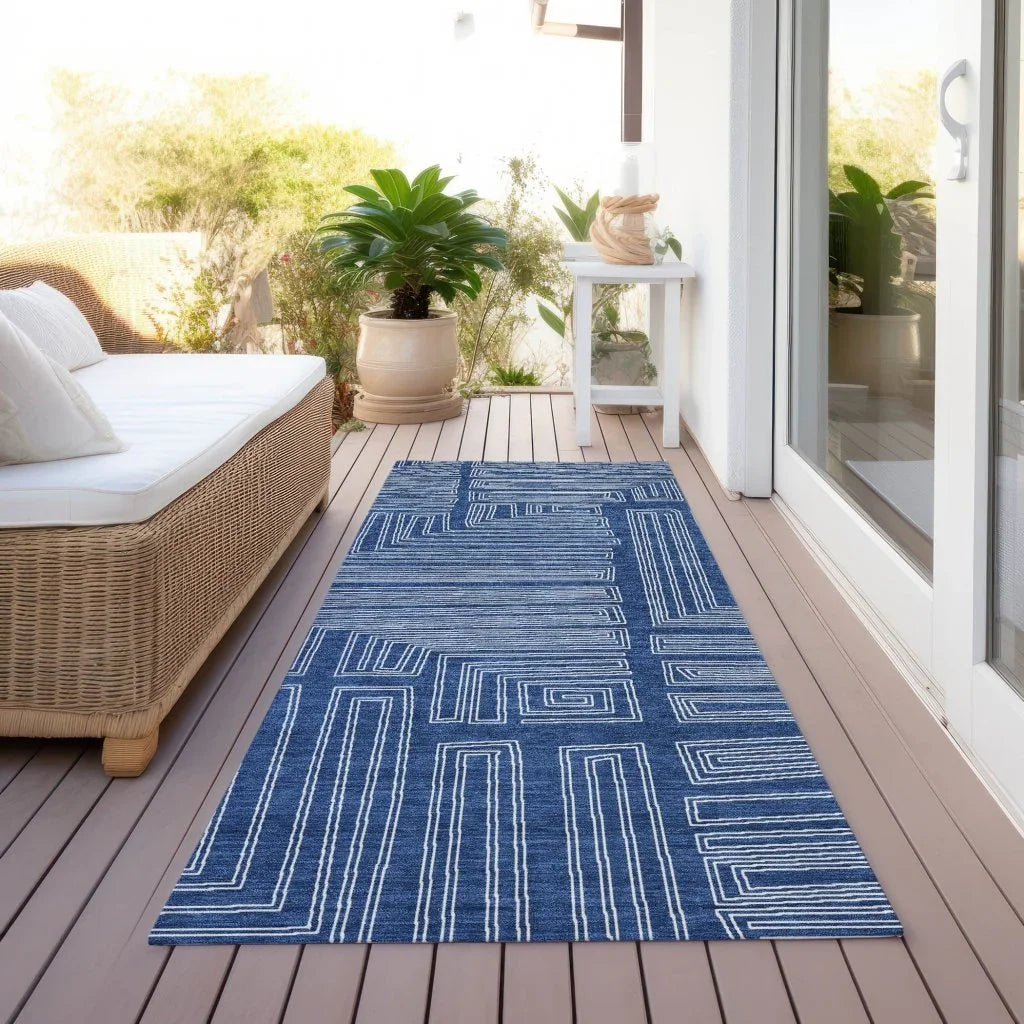 LOOMLAN Rugs Clayra Blue Washable Indoor-Outdoor Rug