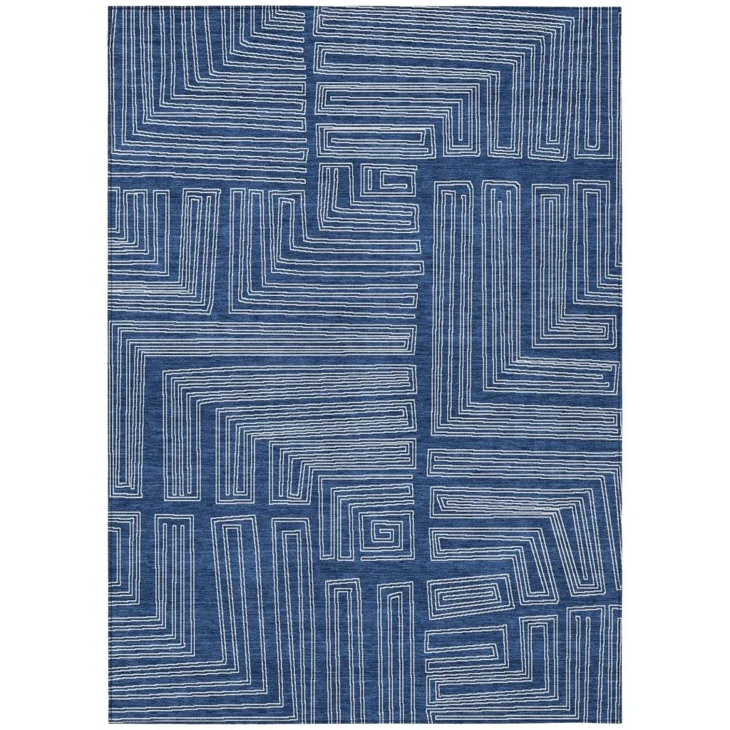 LOOMLAN Rugs Clayra Blue Washable Indoor-Outdoor Rug