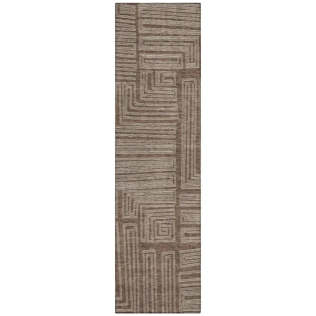 LOOMLAN Rugs Clayra Brown Washable Indoor-Outdoor Rug