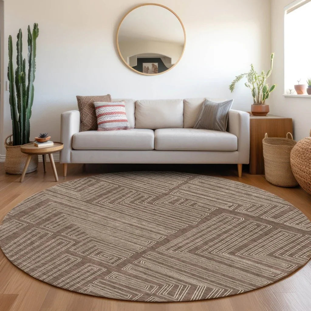 LOOMLAN Rugs Clayra Brown Washable Indoor-Outdoor Rug