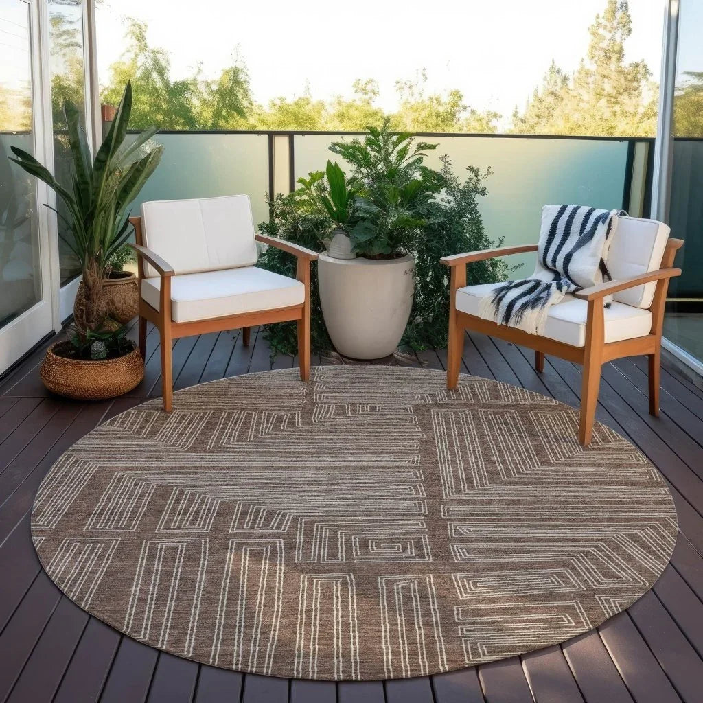 LOOMLAN Rugs Clayra Brown Washable Indoor-Outdoor Rug
