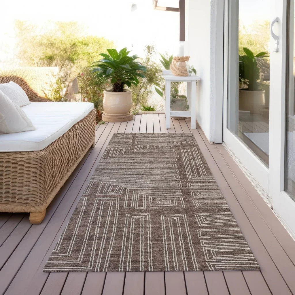 LOOMLAN Rugs Clayra Brown Washable Indoor-Outdoor Rug