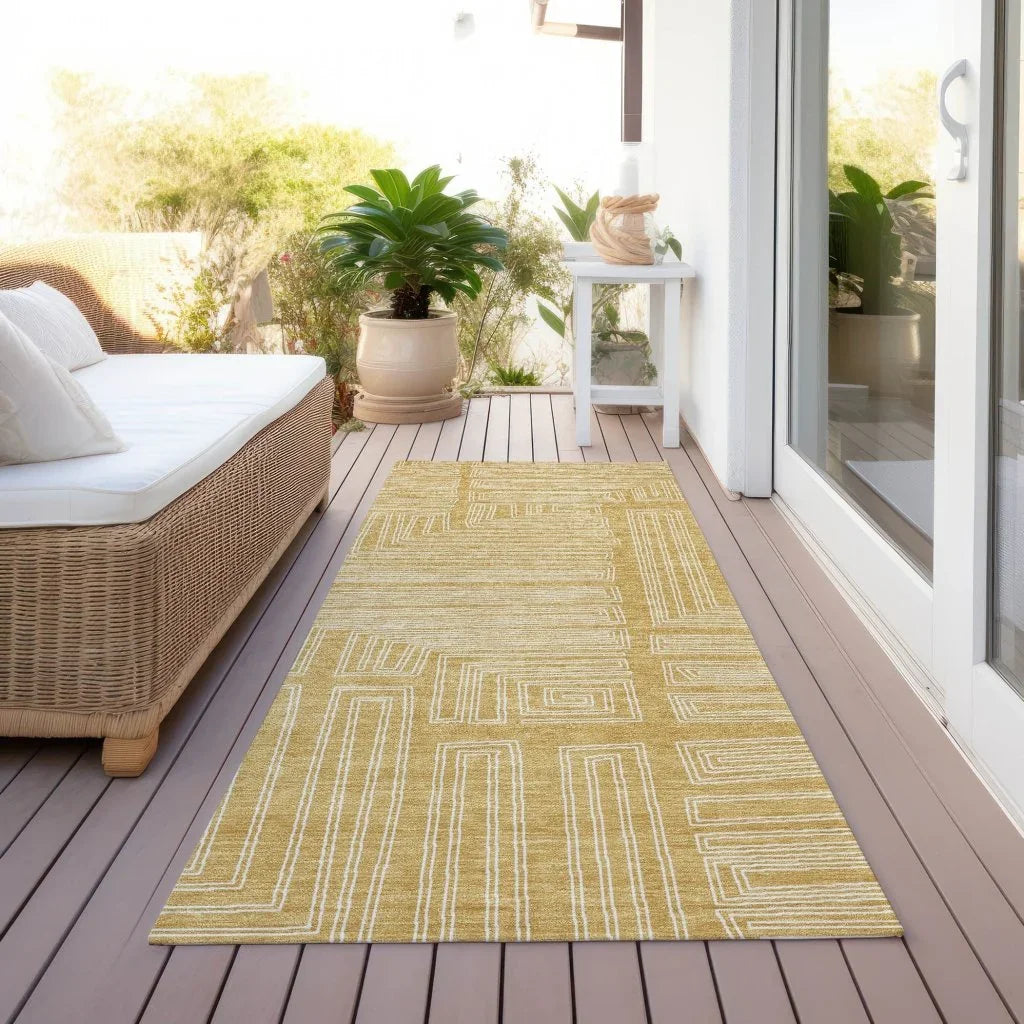 LOOMLAN Rugs Clayra Gold Washable Indoor-Outdoor Rug