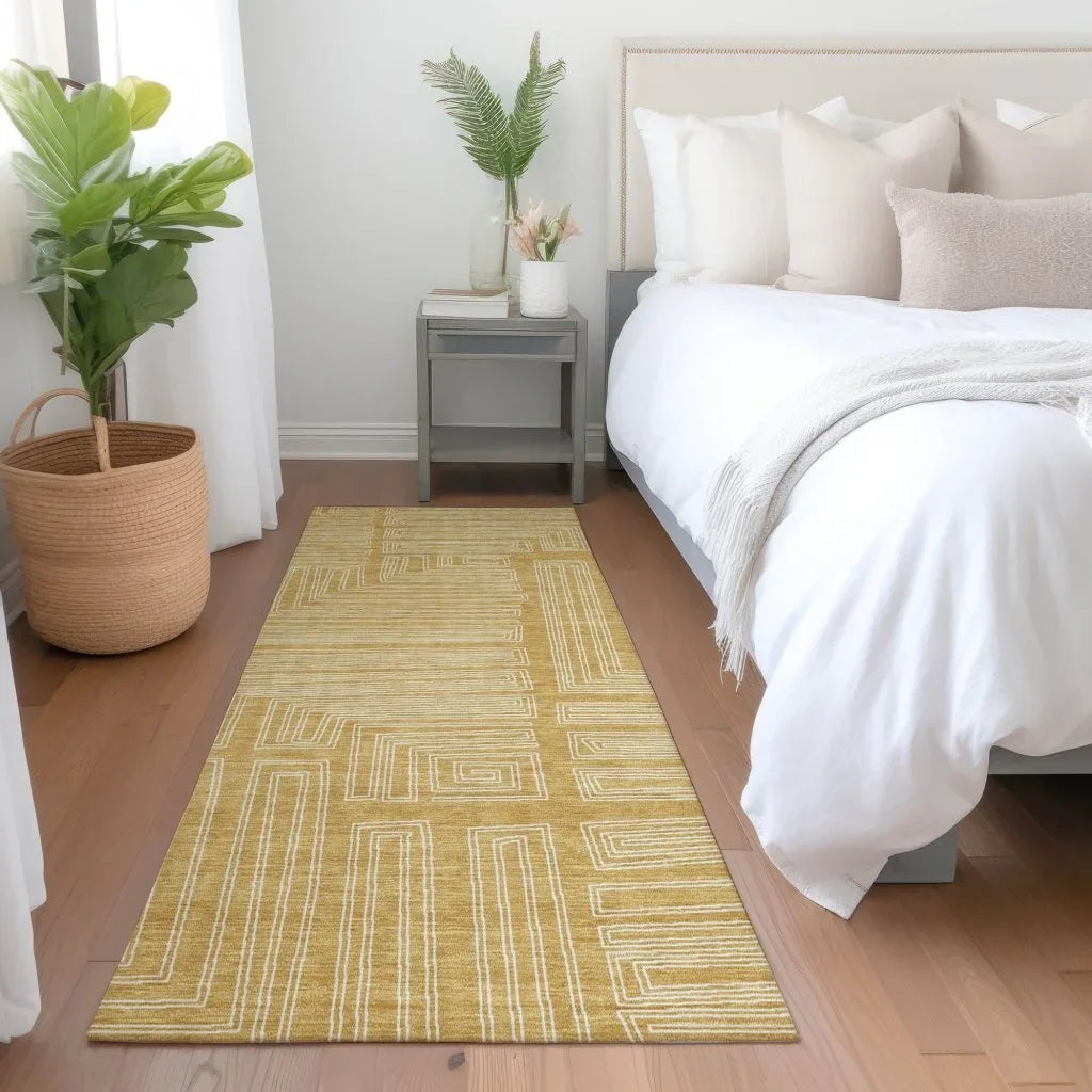 LOOMLAN Rugs Clayra Gold Washable Indoor-Outdoor Rug