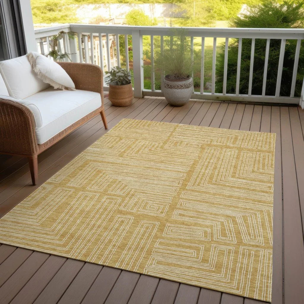LOOMLAN Rugs Clayra Gold Washable Indoor-Outdoor Rug