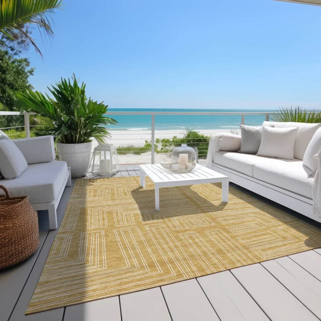 LOOMLAN Rugs Clayra Gold Washable Indoor-Outdoor Rug
