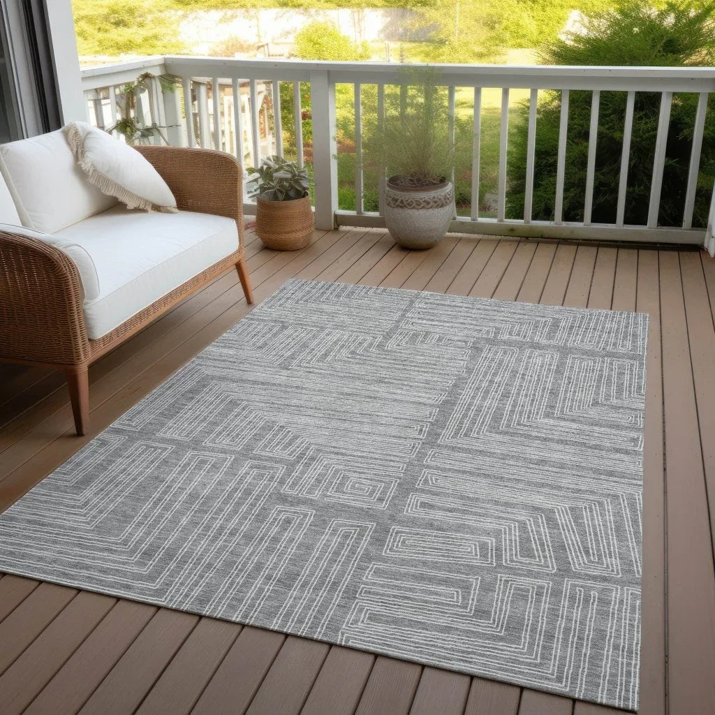 LOOMLAN Rugs Clayra Gray Washable Indoor-Outdoor Rug
