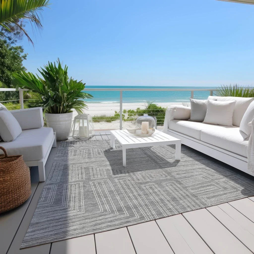 LOOMLAN Rugs Clayra Gray Washable Indoor-Outdoor Rug