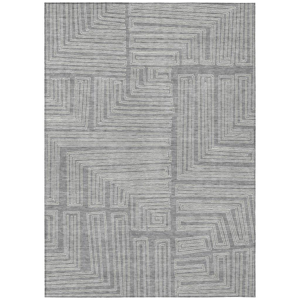 LOOMLAN Rugs Clayra Gray Washable Indoor-Outdoor Rug