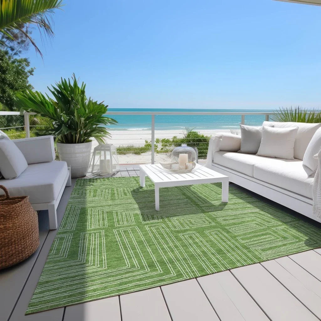 LOOMLAN Rugs Clayra Green Washable Indoor-Outdoor Rug