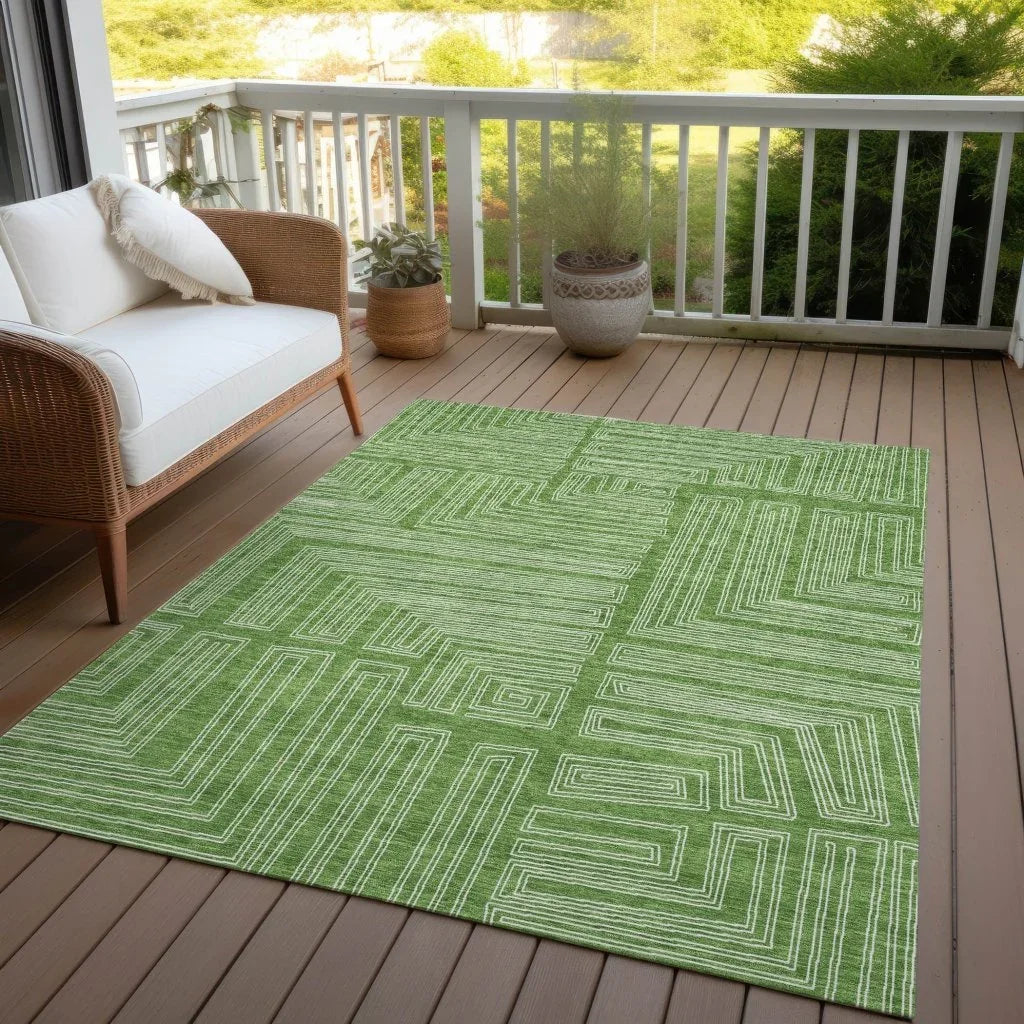 LOOMLAN Rugs Clayra Green Washable Indoor-Outdoor Rug