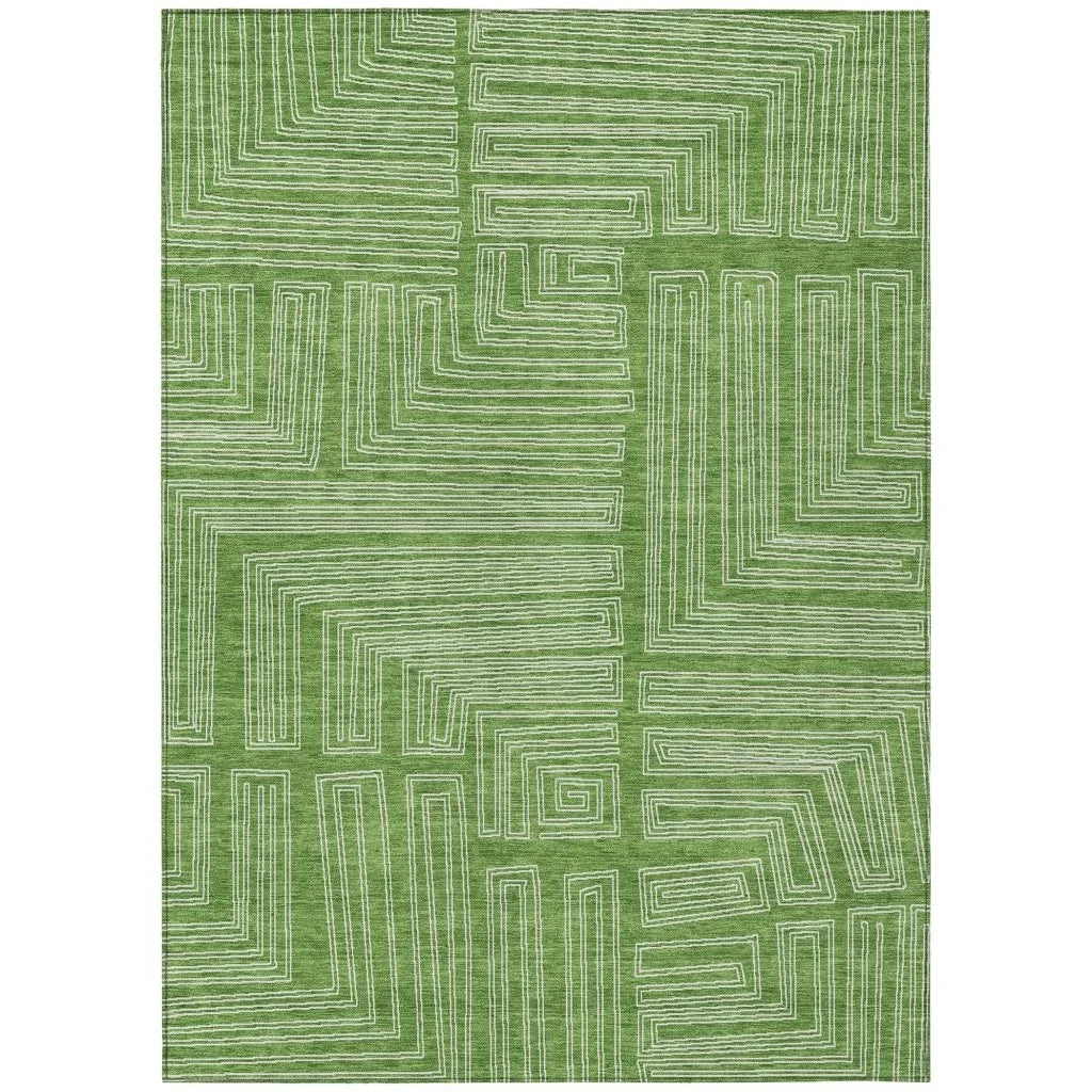 LOOMLAN Rugs Clayra Green Washable Indoor-Outdoor Rug