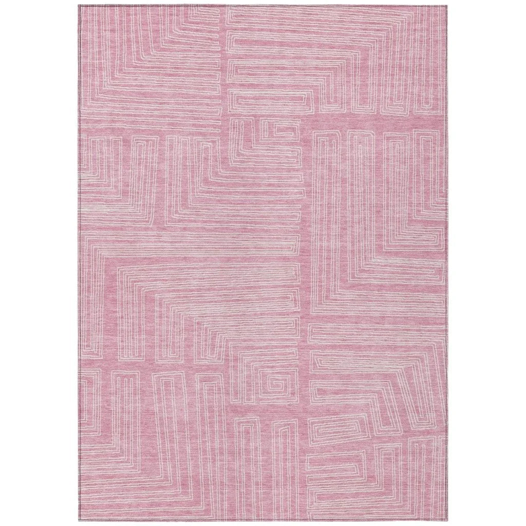 LOOMLAN Rugs Clayra Pink Washable Indoor-Outdoor Rug