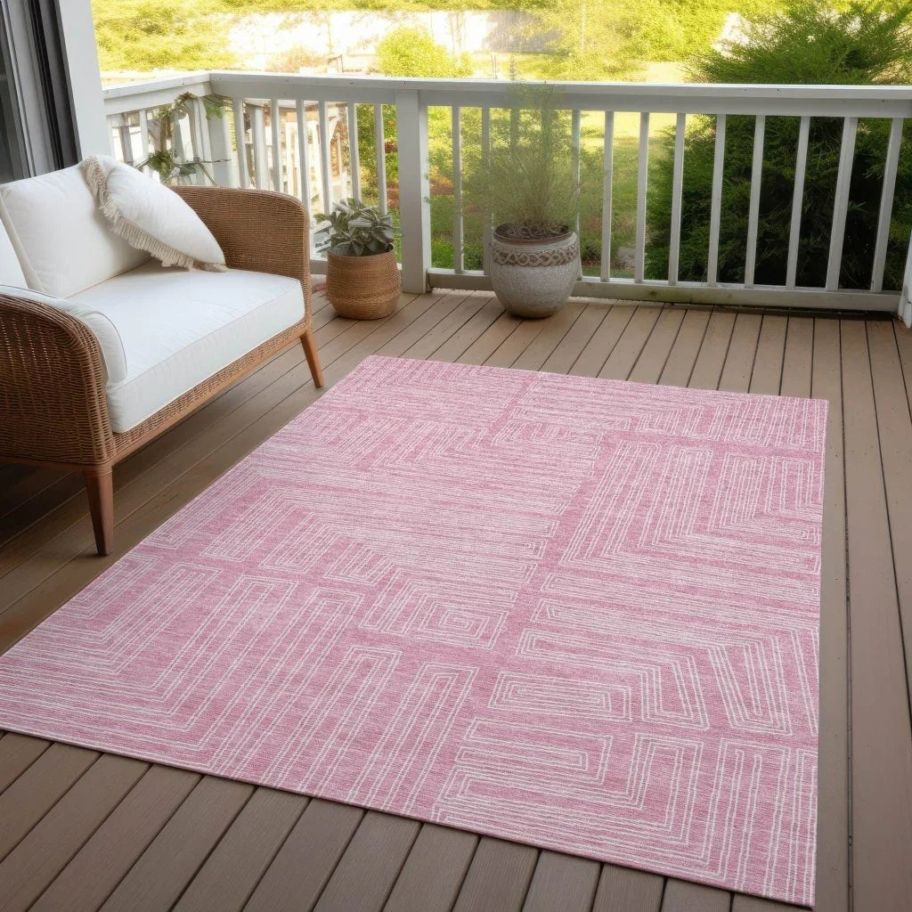LOOMLAN Rugs Clayra Pink Washable Indoor-Outdoor Rug