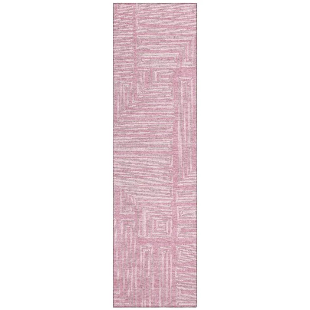 LOOMLAN Rugs Clayra Pink Washable Indoor-Outdoor Rug