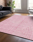 LOOMLAN Rugs Clayra Pink Washable Indoor-Outdoor Rug
