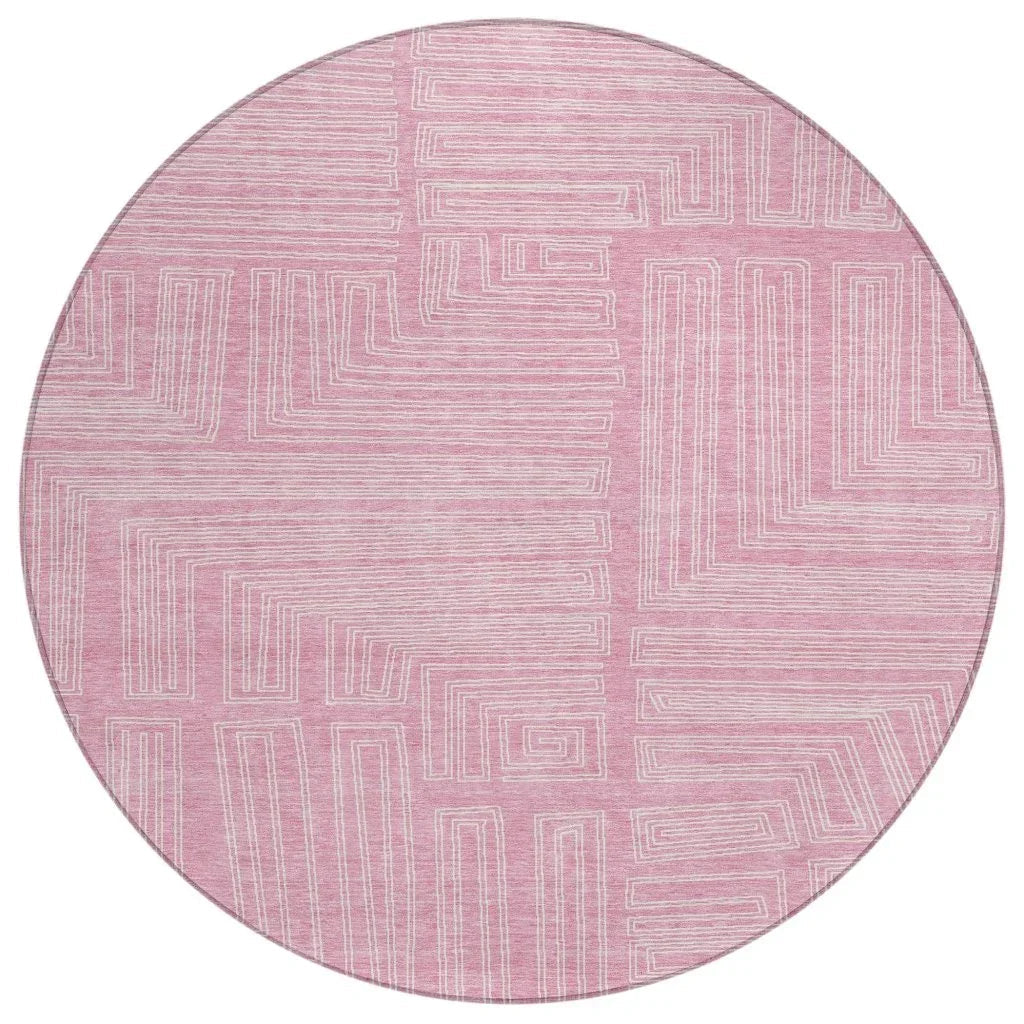 LOOMLAN Rugs Clayra Pink Washable Indoor-Outdoor Rug