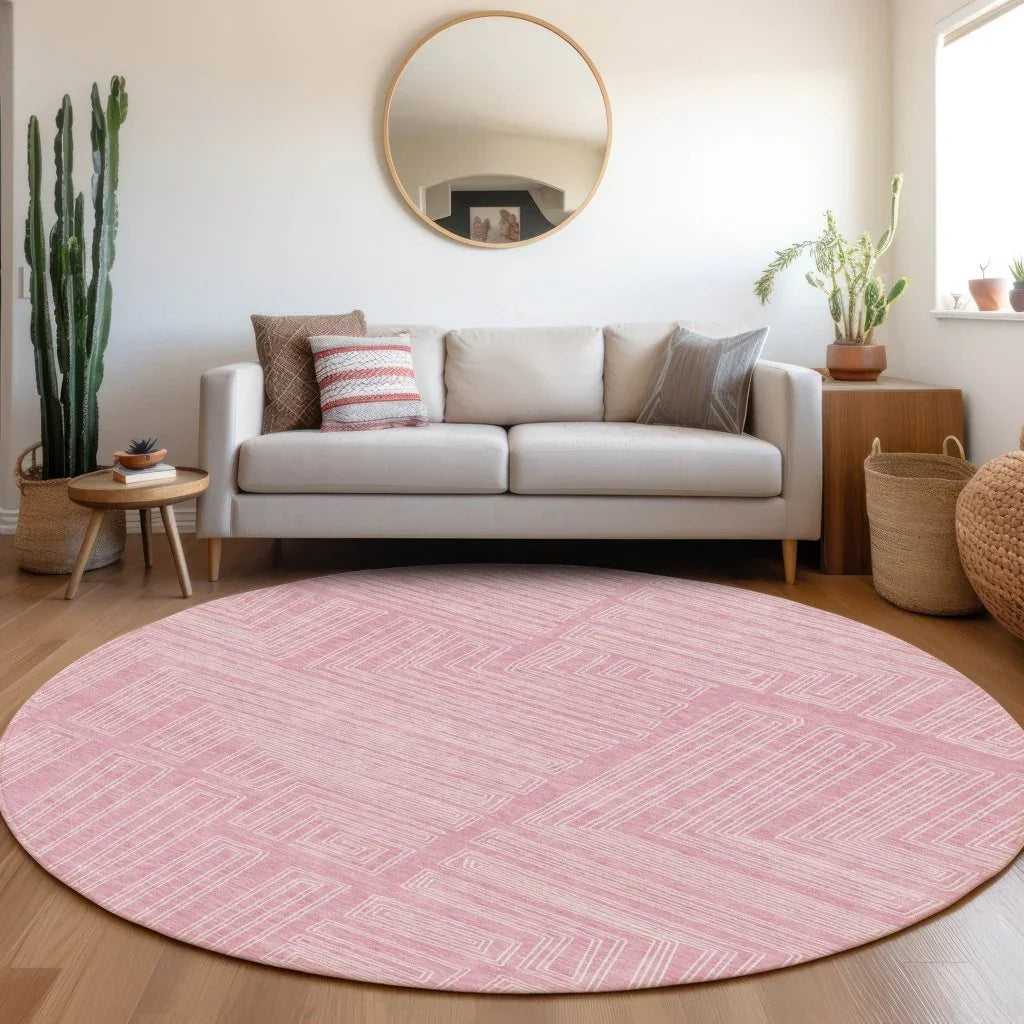 LOOMLAN Rugs Clayra Pink Washable Indoor-Outdoor Rug