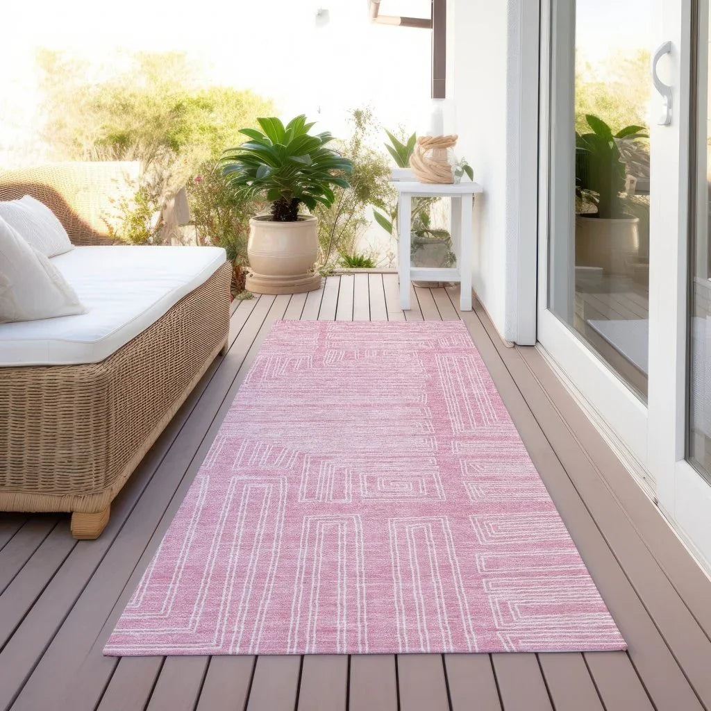 LOOMLAN Rugs Clayra Pink Washable Indoor-Outdoor Rug