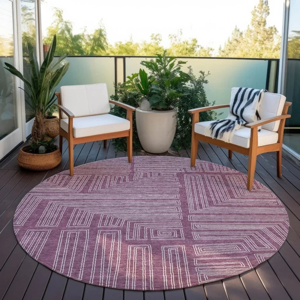 LOOMLAN Rugs Clayra Purple Washable Indoor-Outdoor Rug