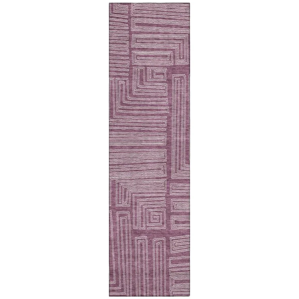 LOOMLAN Rugs Clayra Purple Washable Indoor-Outdoor Rug