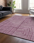 LOOMLAN Rugs Clayra Purple Washable Indoor-Outdoor Rug