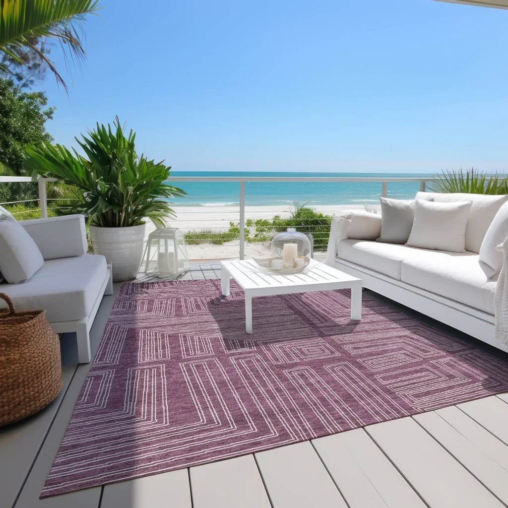 LOOMLAN Rugs Clayra Purple Washable Indoor-Outdoor Rug