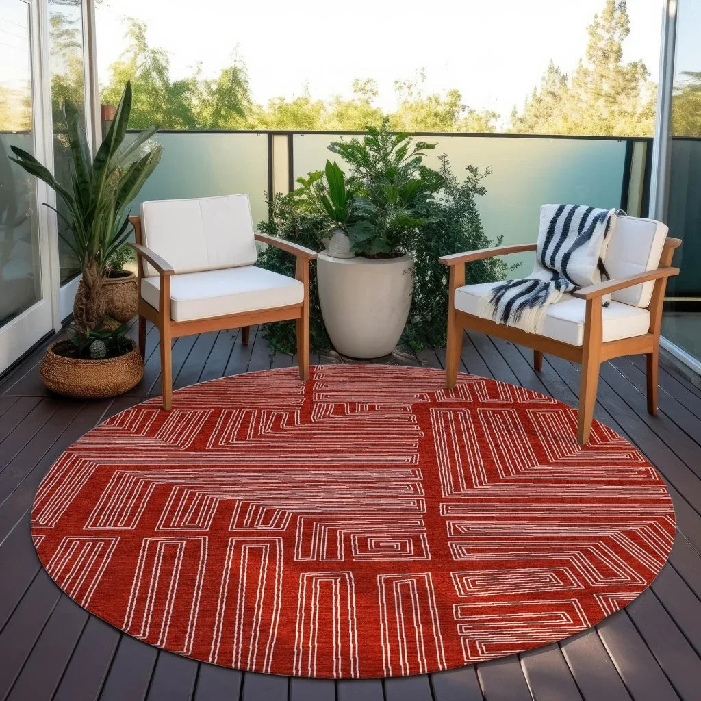 LOOMLAN Rugs Clayra Red Washable Indoor-Outdoor Rug