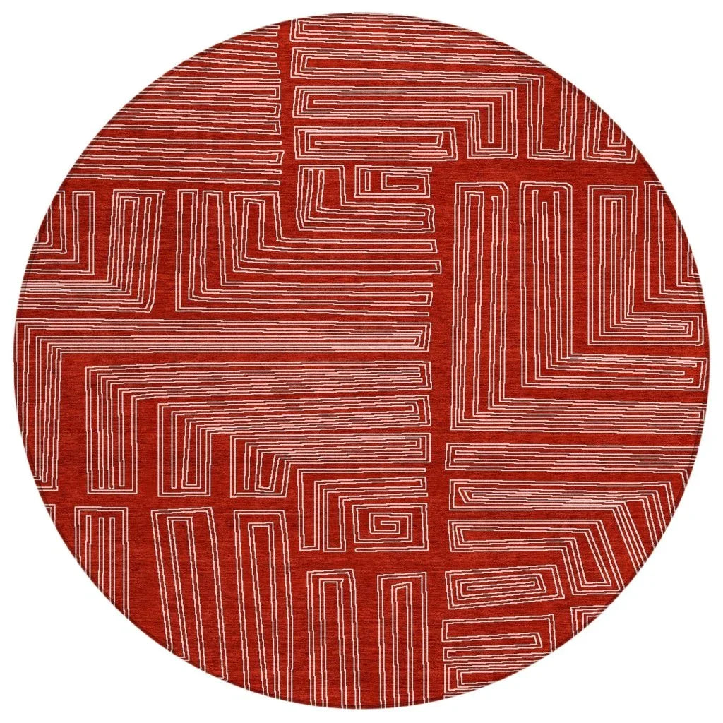 LOOMLAN Rugs Clayra Red Washable Indoor-Outdoor Rug