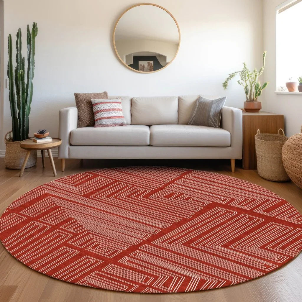 LOOMLAN Rugs Clayra Red Washable Indoor-Outdoor Rug