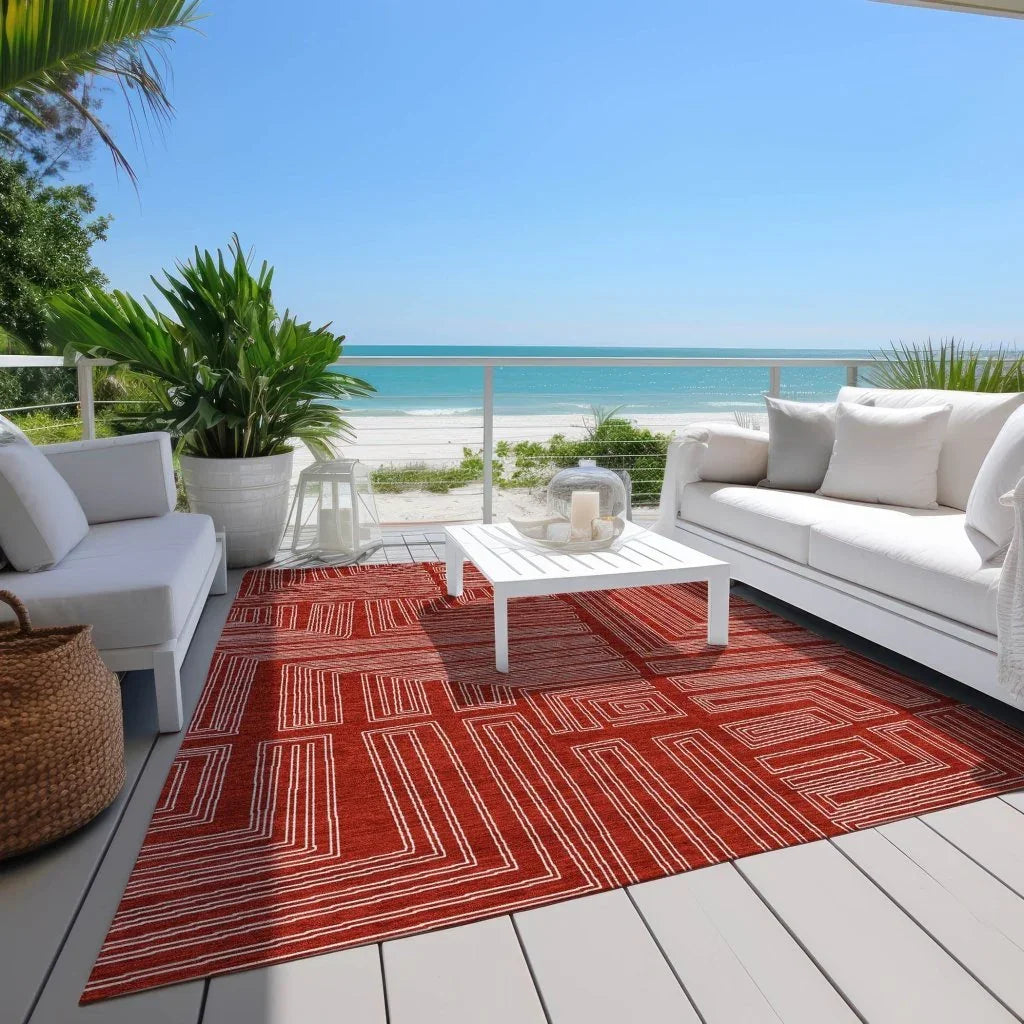 LOOMLAN Rugs Clayra Red Washable Indoor-Outdoor Rug