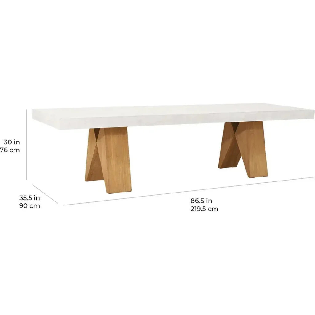 Clip 87 in Concrete White Outdoor Dining Table - LOOMLAN - Seasonal Living - Outdoor Dining Tables