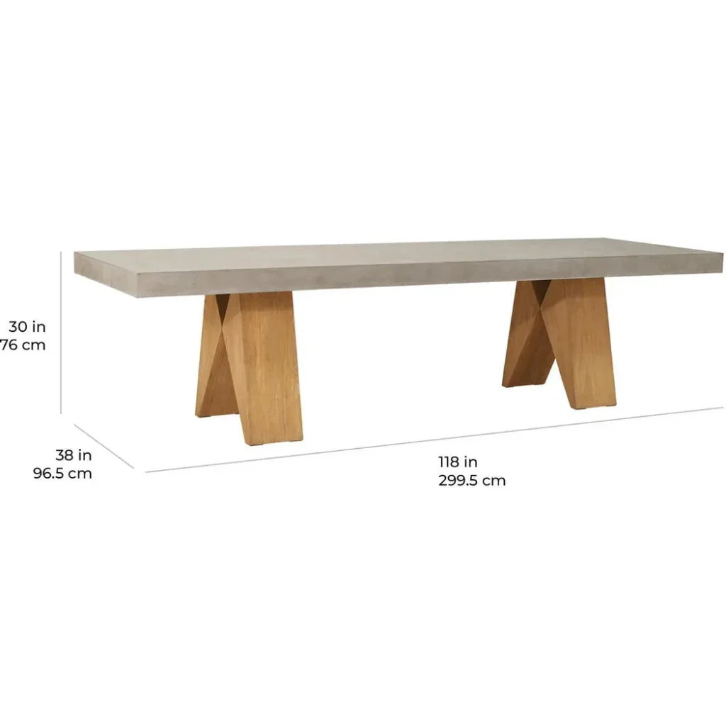 Clip Large Concrete Slate Grey Outdoor Dining Table - LOOMLAN - Seasonal Living - Outdoor Dining Tables