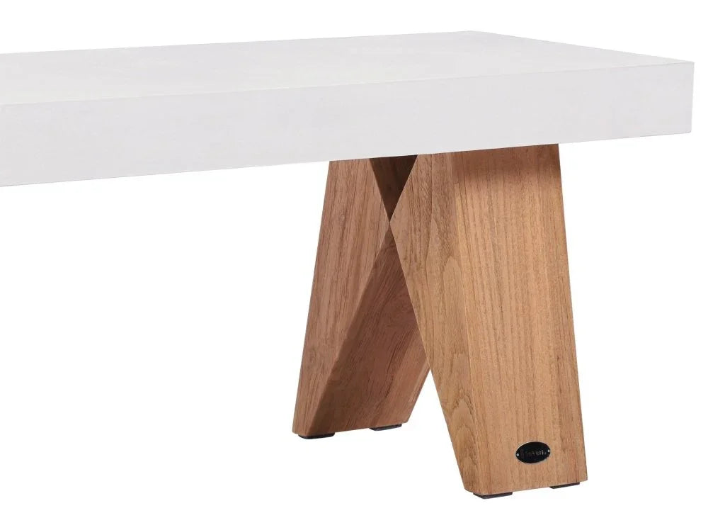 Clip Teak And Concrete Patio Bench - LOOMLAN - Seasonal Living - Outdoor Benches