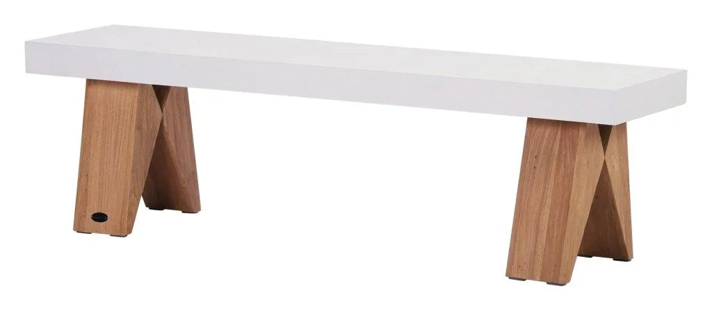 Clip Teak And Concrete Patio Bench - LOOMLAN - Seasonal Living - Outdoor Benches