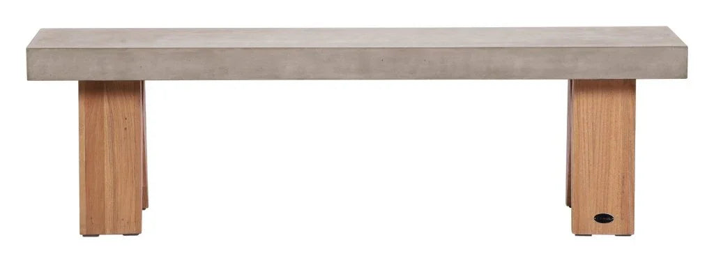 Clip Teak And Concrete Patio Bench - LOOMLAN - Seasonal Living - Outdoor Benches