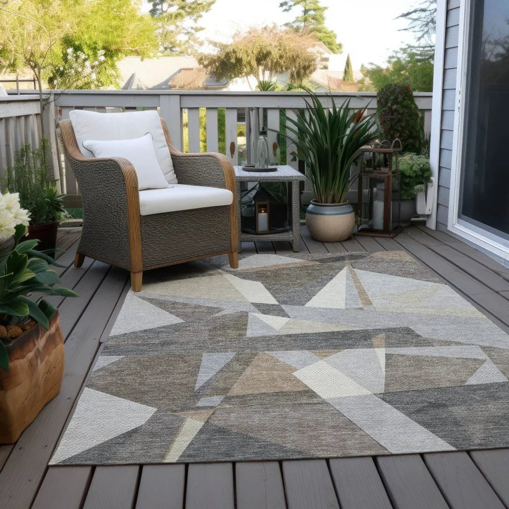 LOOMLAN Rugs Contoure Brown Washable Indoor-Outdoor Rug