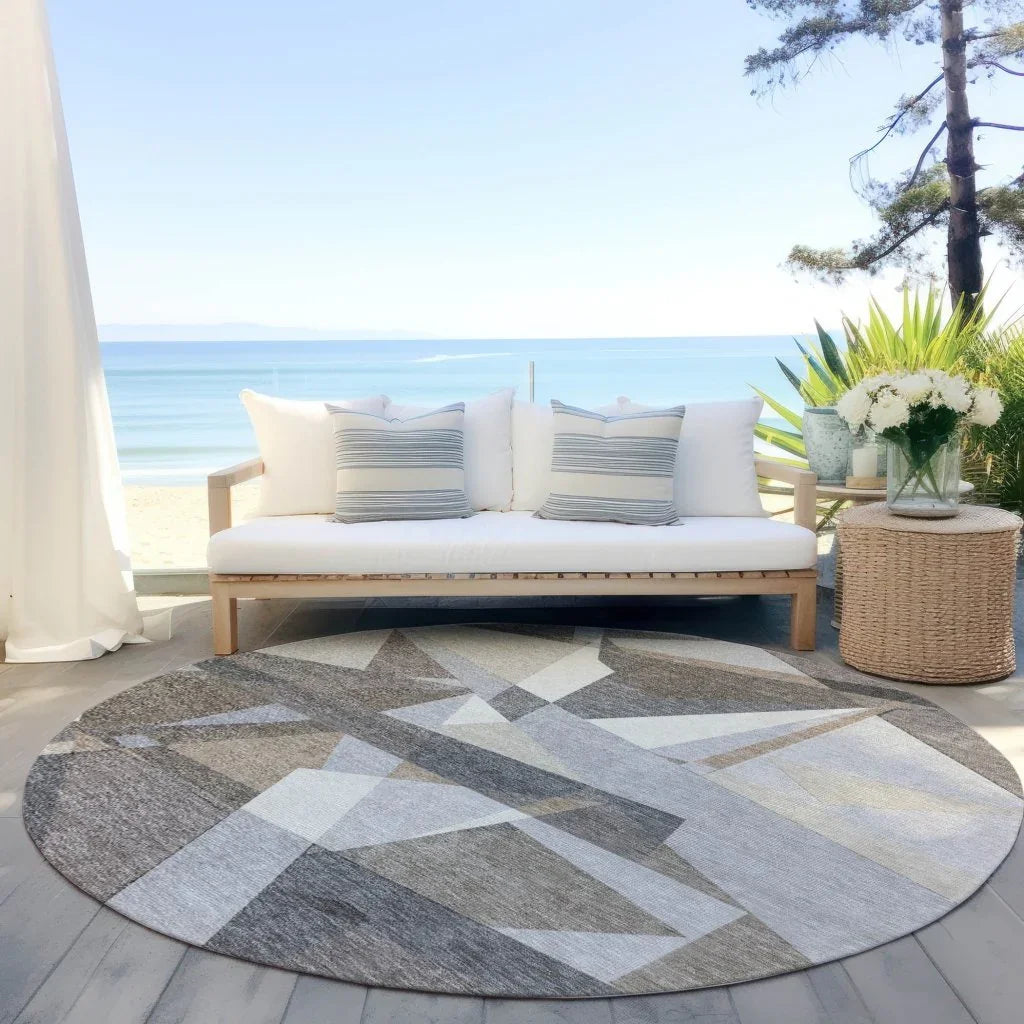 LOOMLAN Rugs Contoure Brown Washable Indoor-Outdoor Rug